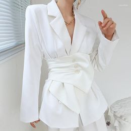 Women's Suits Women's White Women Jacket Special Design Celebrity Prom Party Dress Elegant Business V Neck Slim Fitted Lady Coat