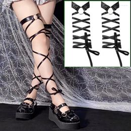 Women Socks Sexy Lingerie Colourful PU Leather Leg Bandage Straps Harness Thigh High Stockings Pole Dance Nightclub Party Hosiery