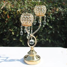 Candle Holders Arrival 2-arm Holder Creative Crystal Pendants Plated Stick Gold Wedding Table Candelabra Home Decoration