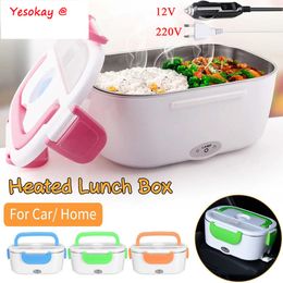 Bento Boxes 12 24V 110V 220V Portable Electric Heating Stainless Steel Lunch Box Home Car Truck Rice Food Warmer Dinnerware Set 230627