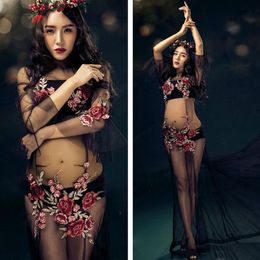 Dress Sexy Black Embroidery Maternity Photography Props Maternity Dresses for Photo Shoot Pregnant Women Pregnancy Dress Photography