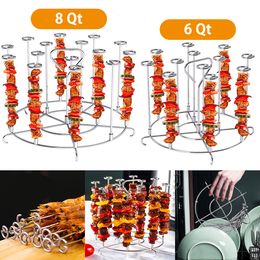 BBQ Tools Accessories Air Fryer Skewer Stand for Ninja Foodi 6Qt 8Qt Vertical Skewers Holder with Stainless Steel 230627