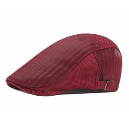 2021 Polyester Spring Summer solid color mesh Newsboy Caps Flat Peaked Cap Men and Women Painter Beret Hats 45