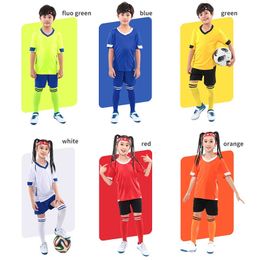 Clothing Sets Boys Football Jerseys Soccer Tracksuit Children Sports Uniforms Kids Play Ball Sportswear Kits Girls Blank Football Shirt Suit 230626