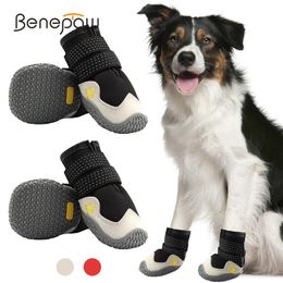 Shoes Benepaw Red Antislip Dog Shoes Waterproof Reflective Pet Booties Outdoor Durable Puppy Boots for Small Medium Large Dogs