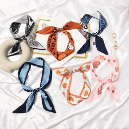 Scarves Pointed Flower Small Scarf Women Four Seasons All-Matching Ribbon Wrist Bag Print Changeable Hair Band Neck Tie Shawls