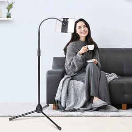 Tablet Tripod Stand Foldable Clip-on Floor Bracket Flexible Arm Universal Stretchable 360 Rotating Storage Rack Home Bed L230619