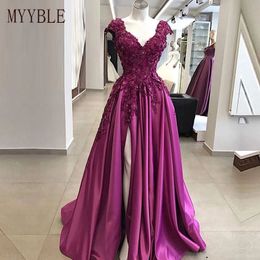 Urban Sexy Dresses Plus Size Elegant Long Purple Prom Dress 2023 High Slit Beaded Applique Vestidos De Fiesta Custom Made Evening Gowns 230627