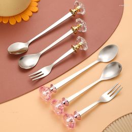 Dinnerware Sets 2pcs Stainless Steel Flatware Set Includes 1 Spoons Forks Durable Modern Tableware Kitchen Utensils Supplies