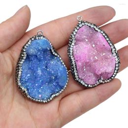 Pendant Necklaces Natural Druzy Agates Pendants Irregular Shape Diamon-Studded Charms For Jewelry Making DIY Necklace Size 30x50-35x55mm