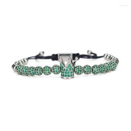 Charm Bracelets Arrival Green CZ Ghost Series Luxury Men Bracelet King Crown Charms Beads Handmade Men's & Bangles For Jewellery