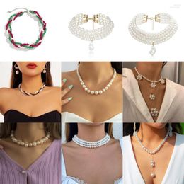 Choker Multi Styles Simulated White/Red Pearl Necklace Elegant Pearls Beaded For Women Party Jewelry