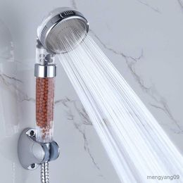 Bathroom Shower Heads Bathroom Shower Head Handheld Negative Activated Balls Adjustable Showerhead Saving Water Philtre Nozzle R230627