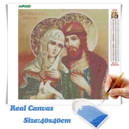 Stitch Azqsd Full Round Drill Diamond Painting Portrait Icon Mosaic Handmade Needlework Home Decor Diamond Embroidery Religion Gift