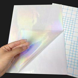 Paper 50 Sheets Holographic Sand Foil Adhesive Tape Back Hot Stamping On Photo Paper A4 Cold Laminating Film DIY Package Colour Card