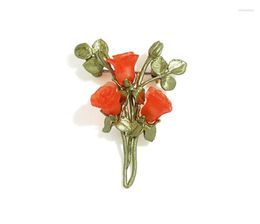 Brooches CSxjd Genuine Metal Bronze Rose Bouquet Small Brooch Feminine Pin Hundred Matching Coat Suit Corsage