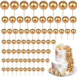 Other Event Party Supplies 80 Pcs Gold Balls Cake Topper Mini Balloons Cake Toppers Silver Foam Ball Cake Decorations Cake Insert Topper for Birthday Party 230626