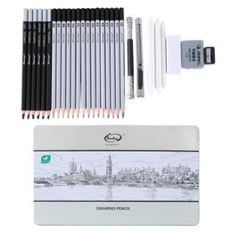 Pencils 29 Pieces 4H10B Soft Medium Hard Charcoal Sketch Pencil Set Professional Art Painting Tools Iron Box Durable