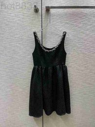 Basic & Casual Dresses Designer 23 Summer New Sweet Age Reducing Waist Slim Chain Handmade Beaded Suspender Dress ON01