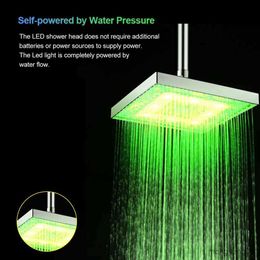 Bathroom Shower Heads LED Rain Shower Head High Pressure Shower Head Water Save Automatically Color-Changing Temperature Sensor Showers for bathroom R230627