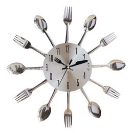 Wall Clocks Stainless Steel Knife Fork Spoon Kitchen Restaurant Wall Clock Home Decoration Fashion Wall Clocks Multifunctional Tools Modern 230626