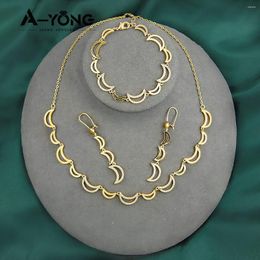 Necklace Earrings Set AYONG Elegant Italian Gold Colour Jewellery 21k Zircon Plated Moon Bracelet Sets Luxury Party Wedding