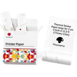 Paper Phomemo M03 Thermal Sticker Label Paper for Phomemo M03 Portable Photo Printer SelfAdhesive Label 3Rolls 80mm