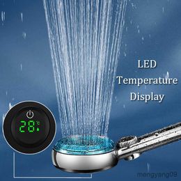 Bathroom Shower Heads LED Shower Head Rain Intelligent Temperature Display High Pressure Adjustable Rainfall Shower Water Saving Bathroom Acessories R230627
