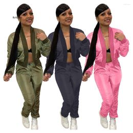 Women's Two Piece Pants S-4XL 2 Set Women Fall Clothes Sweatsuit Joggers Outfit Zip Top Sweatpants Tracksuit Wholesale