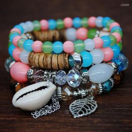 Strand Accessories Boho Ethnic Style Colour Matching Female Natural Shell Stretch Rope Multilayer Bracelet Beaded