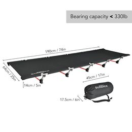 Mat Portable Foldable Camping Cot 1 Person Outdoor Folding Bed 330LB Bearing Weight Compact for Outdoor Hiking Backpacking Picnic