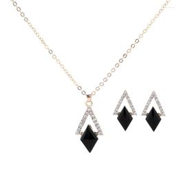 Necklace Earrings Set & Fashion Simple Rhomb Pendant Geometric Triangle Two Piece Jewelry