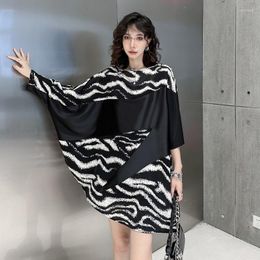 Women's T Shirts Oversized Loose Irregular Tops Women Batwing Sleeve Patchwork Tees Colorblocked Summer Shirt Camisetas De Verano Para Mujer