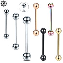 Nipple Rings 10Pcs Internally Thread Piercing Tongue Bar Industrial Barbell Pirsing Black Tragus Helix Earring Pircing 230626