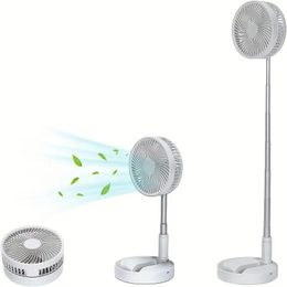 Vertical Fan, Foldable Portable Retractable USB Desktop Fan With 7200mAh Rechargeable 4-speed Silent Adjustable Height And Head