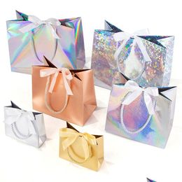 Gift Wrap Laser Paper Bag Holiday Party Gold And Sier Packaging Carton Ribbon Small Can Be Customized Size Printed 221108 Drop Deliv Dhqlw
