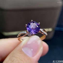 Cluster Rings KJJEAXCMY Fine Jewellery 925 Sterling Silver Inlaid Natural Amethyst Ring Exquisite Atmosphere Ladies Adjustable Support Test