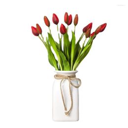 Decorative Flowers Fake Tulips Artificial Wedding Real Touch 16.5" Faux Bulk For Centrepieces Home Decor