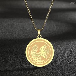 Pendant Necklaces CHENGXUN Lucky Ancient Greek Necklace For Men Womens Stainless Steel Vintage Bird Charm Neck Chain Spirit Jewelry