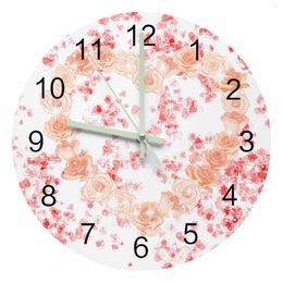 Wall Clocks Heart Petal Flower Luminous Pointer Clock Home Interior Ornaments Round Silent Living Room Bedroom Office Decor