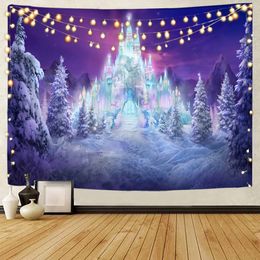 Tapestries Christmas tapestry Christmas pine forest snow scenery decoration tapestry Christmas home decoration tapestry forest snow scenery 230626