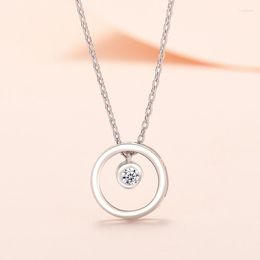 Pendant Necklaces Fashion Simple Hollow Out Round Necklace Elegant Wedding Engagement Silver Color Chain Charming Party Jewelry Gift