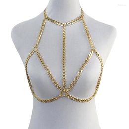 Belts Women Metal Gold Chain Body Top Chest Strap Belt Adjust Cage Harness Sexy Rock Goth Harajuku