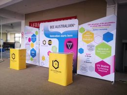 Customised Print LOGO Trade Show Exhibition Event Aluminium Protable Tension Fabric POP up EZ Tube Advertising fast show Display Stand