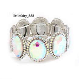 Best Selling Fashion Shiny Oval Crystal Glass Rhinestone Stretch Bangles Bracelets For Women