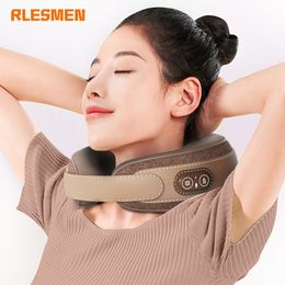 Massaging Neck Pillowws RLESMEN Massage Instrument 39° Heating Travel Pillow Relaxation USB Rechargeable Cervical Pain Relief Electric Massager 230627