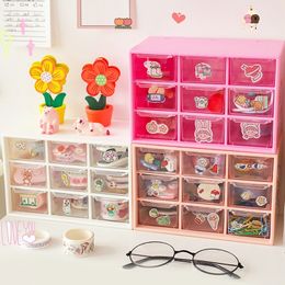 Pencil Cases Kawaii 9 Grids ABS Drawer Desktop Organizer Multifunctional Cosmetics Makeup Office Desk Stationery Storage Box Holders 230627