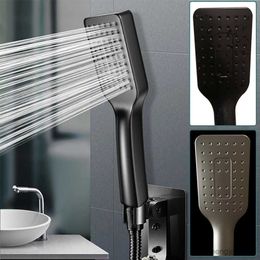 Bathroom Shower Heads Zhangji ABS Plastic Water Saving Shower Head with Hose Holder Matte Black Massage Rainfall Showerhead Bathroom Accessories R230627