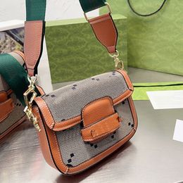 Flap Women Cross Body Bags Shoulder Bag Classic Vintage Handbags Metal Hardware Letter Magnetic Buckle Removable Canvas Leather Red Green Stripe Clutch Purse