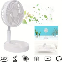 1pc Vertical Fan, Foldable Portable Retractable USB Desktop Fan With 7200mAh Rechargeable 4-speed Silent Adjustable Height And Head